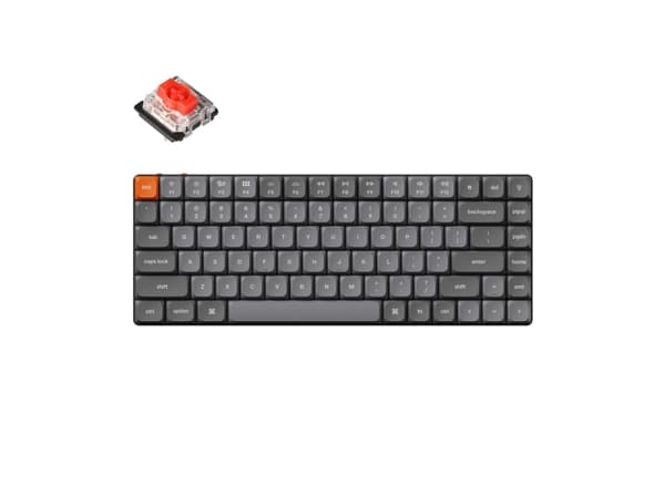 Keychron K3 Max, 75%, Trådløs, USB + RF Wireless + Bluetooth, Mekanisk nøkkelbryter, RGB LED, Grå Grå