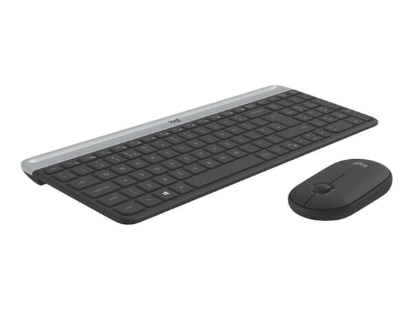 Logitech Slim Wireless Combo MK470 - Sats med tangentbord och mus - trådlös - 2.4 GHz - USA, internationellt - grafit