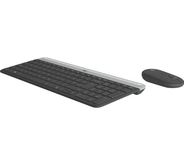 Logitech Slim Wireless Combo MK470 - Sats med tangentbord och mus - trådlös - 2.4 GHz - USA, internationellt - grafit grafit