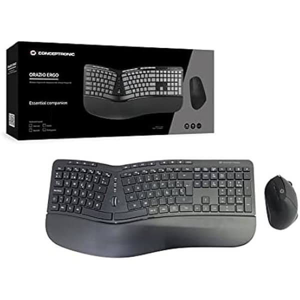 Ergonomiskt tangentbord och vertikal mus - CONCEPTRONIC - ORAZIO02ES - Trådlös - Spanska - 125 tangenter