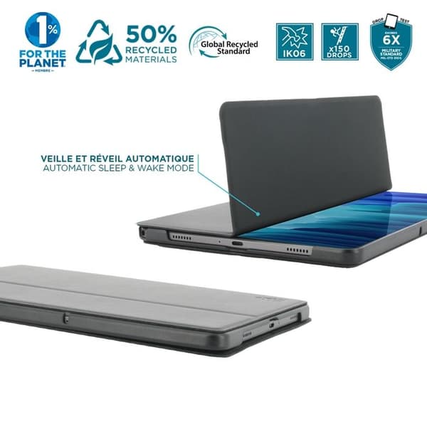 Ekologiskt skyddsskal för Galaxy Tab A9+ 11" - 50% återvunnen - Fodral med tangentbord/visning - Svart - MOBILIS