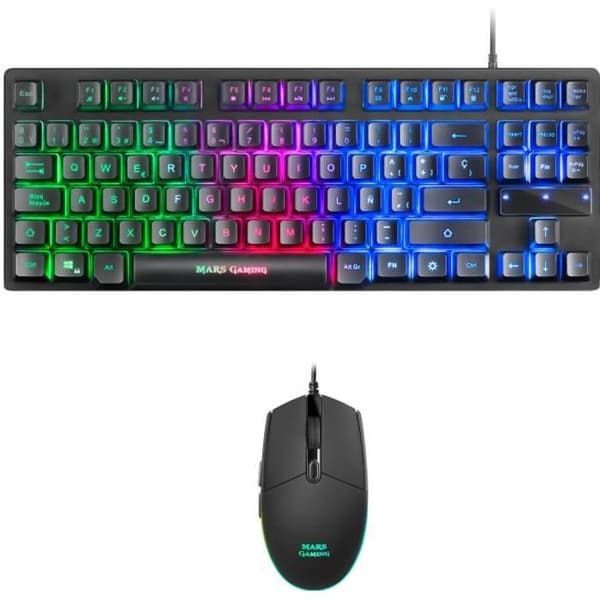 Mars Gaming MCPTKL, RGB Gamer Keyboard Mouse Pack - TKL, Layout ES