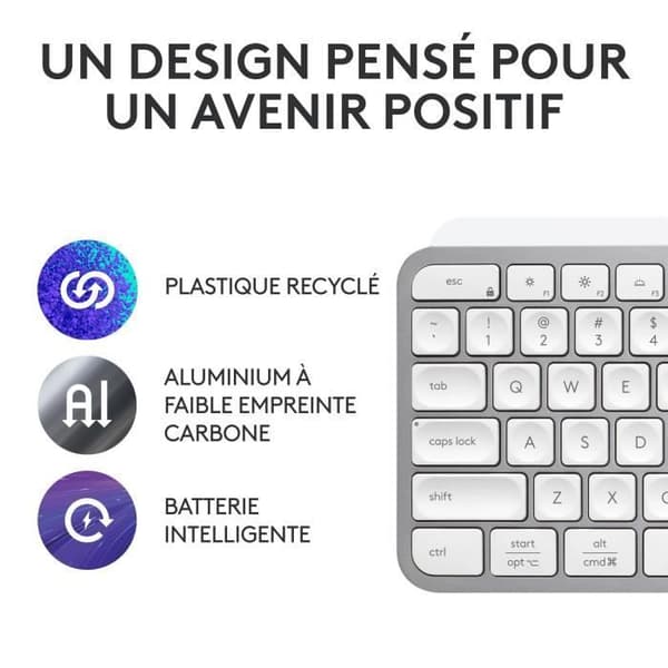 Logitech MX Keys S - tangentbord - AZERTY - Franska - ljusgrå Inmatningsenhet