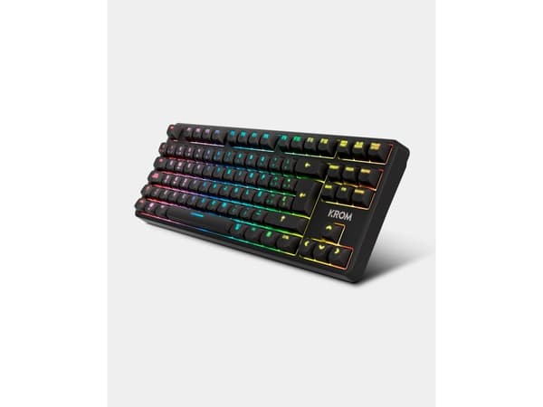 Krom NXKROMKERNELPROSP, Kabel & Trådlös, USB + RF Wireless + Bluetooth, Mekaniska tangentbrytare, QWERTY, RGB LED, Svart, Vit