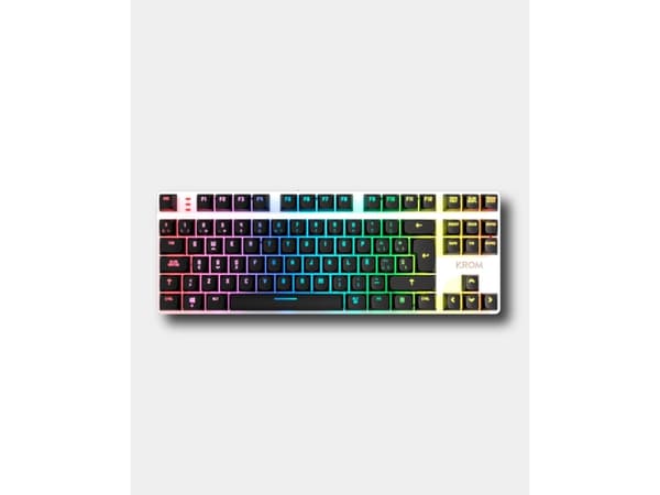 Krom NXKROMKERNELPROSP, Kabel & Trådlös, USB + RF Wireless + Bluetooth, Mekaniska tangentbrytare, QWERTY, RGB LED, Svart, Vit
