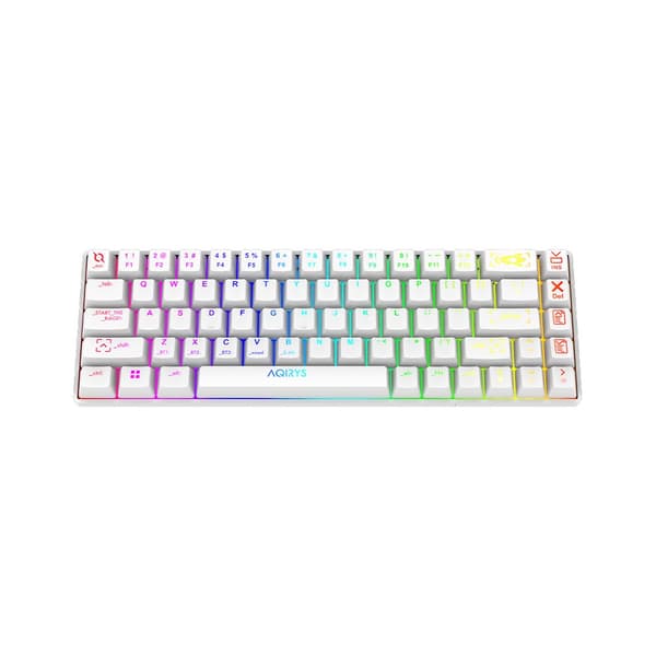 AQIRYS Mekaniskt tangentbord 65 %/68 tangenter Dual Mode: Wirelles&BT+Wired MIRA vit