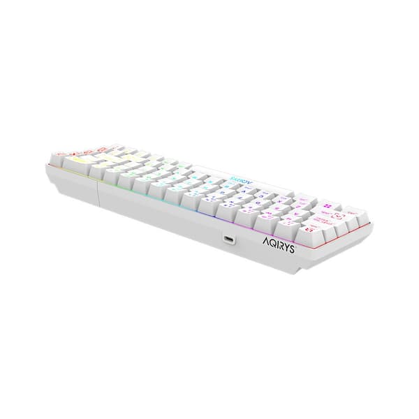 AQIRYS Mekaniskt tangentbord 65 %/68 tangenter Dual Mode: Wirelles&BT+Wired MIRA vit
