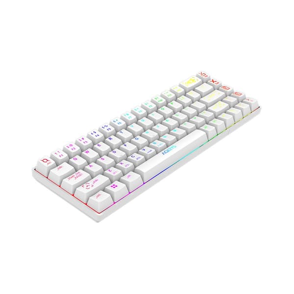 AQIRYS Mekaniskt tangentbord 65 %/68 tangenter Dual Mode: Wirelles&BT+Wired MIRA vit