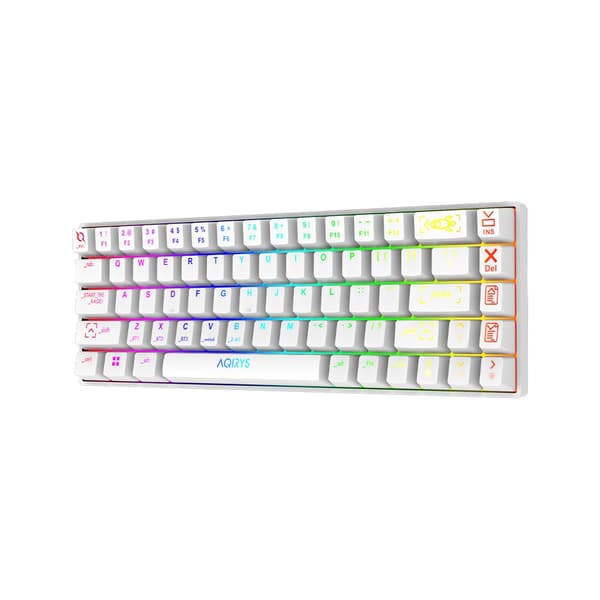 AQIRYS Mekaniskt tangentbord 65 %/68 tangenter Dual Mode: Wirelles&BT+Wired MIRA vit