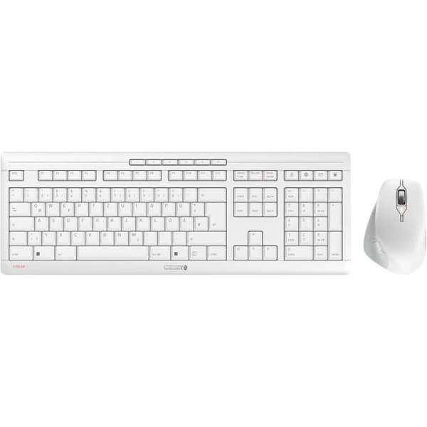 Trådlöst tangentbord och musset - CHERRY - STREAM DESKTOP - QWERTZ - 2,4 GHz - Ljusgrå Vit
