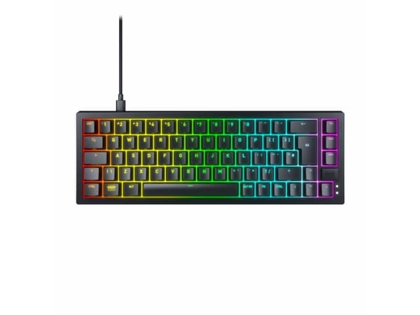 CHERRY K5V2 - Tangentbord - 65% - compact TKL - bakgrundsbelyst - USB - QWERTY - Nordisk - tangentbrytare: CHERRY MX2A Röd (hot-swappable) - svart