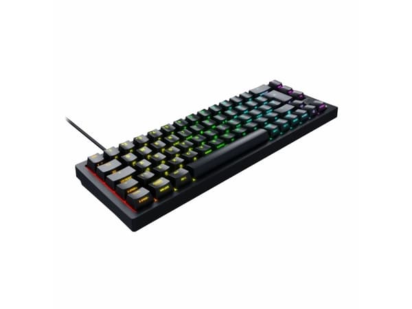 CHERRY K5V2 - Tangentbord - 65% - compact TKL - bakgrundsbelyst - USB - QWERTY - Nordisk - tangentbrytare: CHERRY MX2A Röd (hot-swappable) - svart
