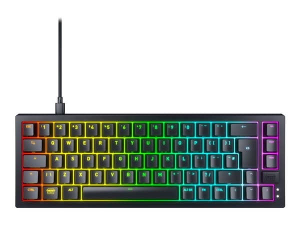 CHERRY K5V2 - Tangentbord - 65% - compact TKL - bakgrundsbelyst - USB - QWERTY - Nordisk - tangentbrytare: CHERRY MX2A Röd (hot-swappable) - svart