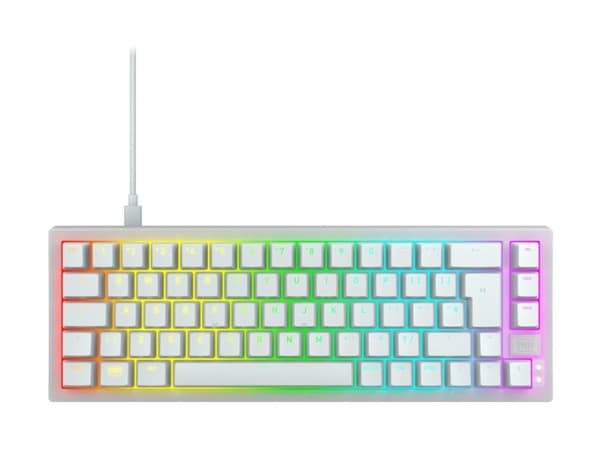 CHERRY XTRFY K5V2 - Tangentbord - 65% - compact - bakgrundsbelyst - USB - QWERTY - Nordisk - tangentbrytare: CHERRY MX2A Röd (hot-swappable) - vit
