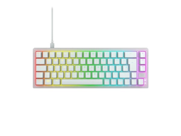 CHERRY XTRFY K5V2 - Tangentbord - 65% - compact - bakgrundsbelyst - USB - QWERTY - Nordisk - tangentbrytare: CHERRY MX2A Röd (hot-swappable) - vit