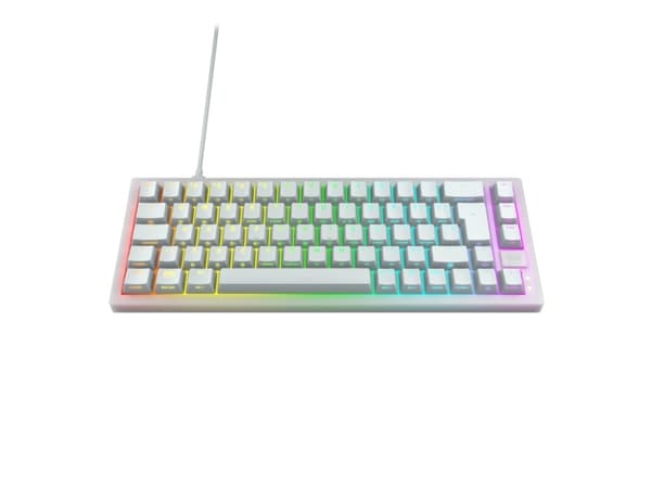 CHERRY XTRFY K5V2 - Tangentbord - 65% - compact - bakgrundsbelyst - USB - QWERTY - Nordisk - tangentbrytare: CHERRY MX2A Röd (hot-swappable) - vit