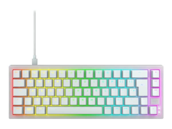 CHERRY XTRFY K5V2 - Tangentbord - 65% - compact - bakgrundsbelyst - USB - QWERTY - Nordisk - tangentbrytare: CHERRY MX2A Röd (hot-swappable) - vit