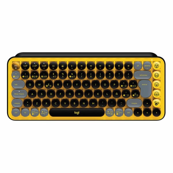 Trådløst tastatur Logitech EMOJI USB Sort Sort, Grå, Gul