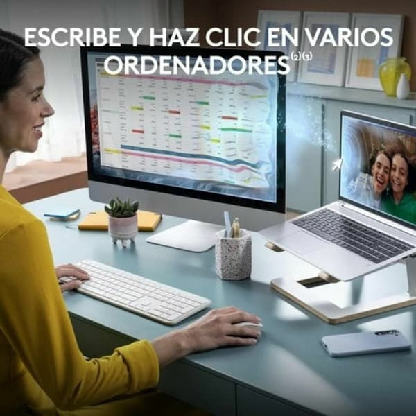 Näppäimistö ja hiiri Logitech 920-012596 Valkoinen Espanja QWERTY
