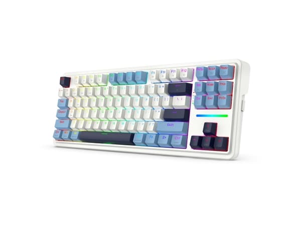 REDRAGON K728WBB-RGB-PRO Antonium Pro, Trådløs, USB + RF Wireless + Bluetooth, Mekanisk, Hvid Vit