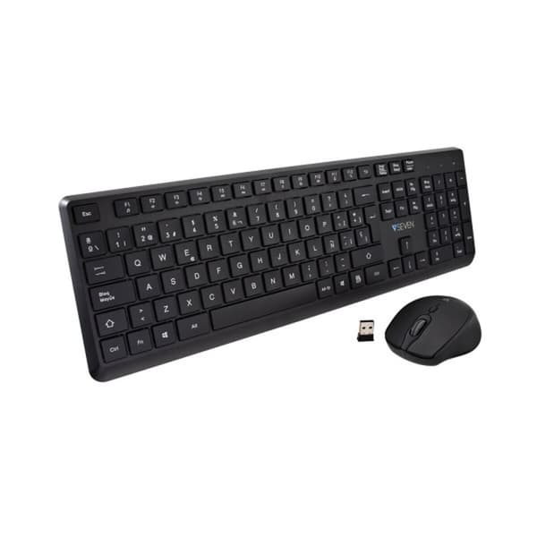 Tangentbord och Mus V7 CKW350ES Svart Qwerty Spanska Svart