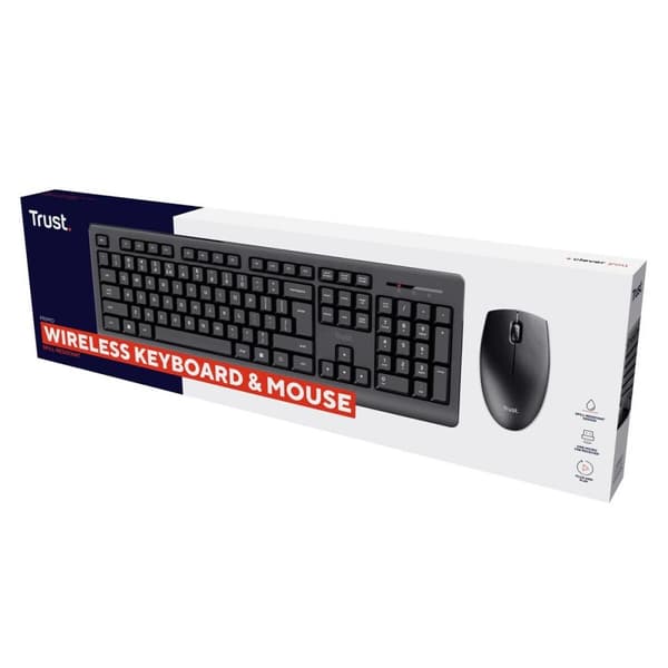 Tastatur og trådløs mus Trust Primo Sort Monochrome Engelsk EEUU Qwerty US