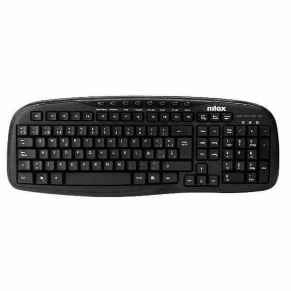 Tastatur Nilox NXKBE000001 Sort Spansk qwerty QWERTY Sort