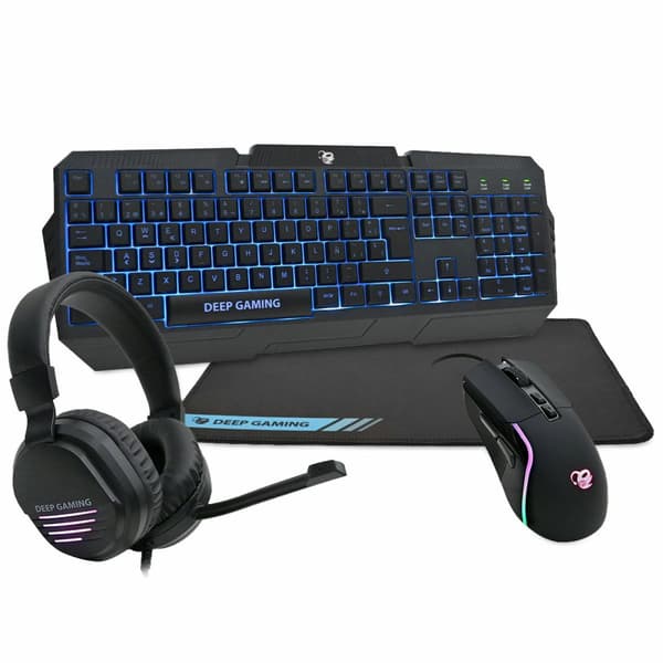 Gaming-pack DeepGaming Svart Qwerty Spanska Svart