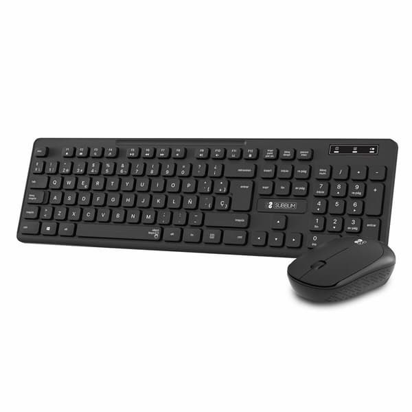Näppäimistö ja langaton hiiri Subblim SUBKBC-CSSW10 Musta Espanjalainen Qwerty QWERTY musta
