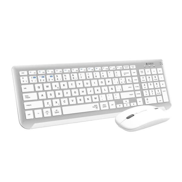 Näppäimistö ja langaton hiiri Subblim SUBKBC-DCEP10 Espanjalainen Qwerty QWERTY Hopea, Valkoinen
