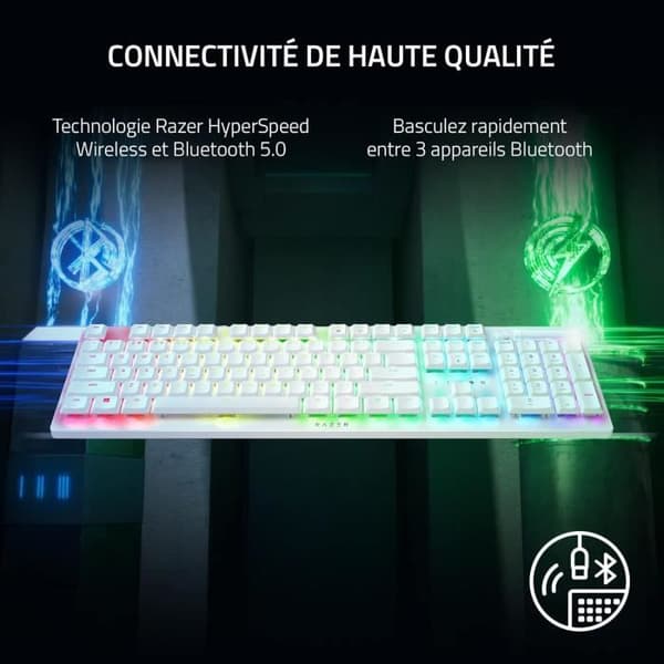 Razer DeathStalker V2 Pro - Trådlöst Gamingtangentbord med Låg Profil, Klickiga Optiska Brytare, HyperSpeed Trådlöst, Bluetooth 5.