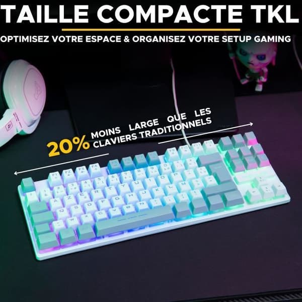 Speltangentbord - The G-Lab - KEYZ CESIUM - RGB - Vit &amp; Grå - TKL
