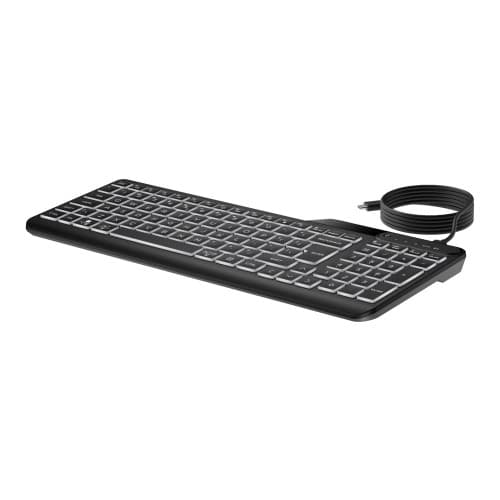 HP 400 - tangentbord - kompakt storlek, 2-zonslayout, 12 programmerbara tangenter, lågprofilstangenter, multienhet - QWERTY - engelska - svart Inmatni