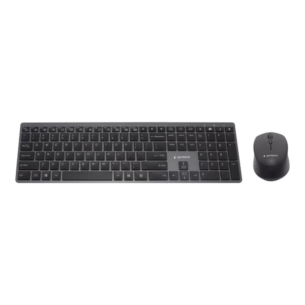 Gembird Backlight Pro Business Slim wireless desktop set - sats med tangentbord och mus - QWERTY - amerikansk - svart Inmatningsenhet Svart
