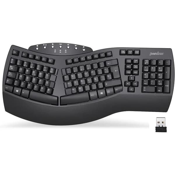 Ergonomiskt tangentbord - PERIXX - PERIBOARD-612 - Trådlös 2,4 GHz och Bluetooth - Spansk QWERTY - Svart