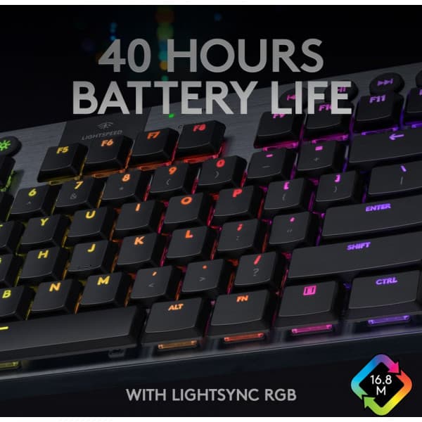 Logitech G915 TKL -spil tastatur, Tactile-brydere, sort