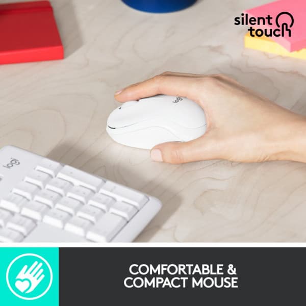 Logitech MK295 -näppäimistö ja hiiri, valkoinen