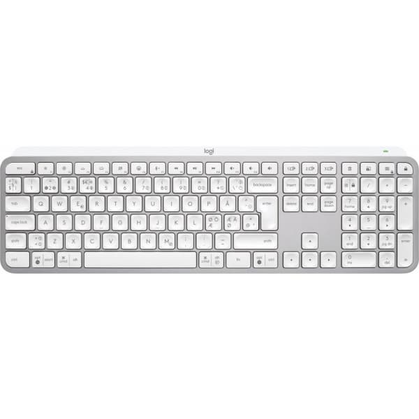 Logitech MX Keys S-tastatur, lys grå Aluminium, Hvid