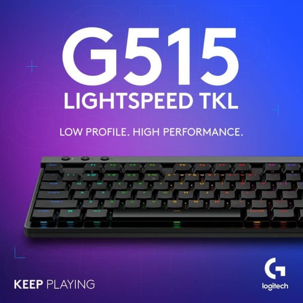 Logitech G515 LIGHTSPEED TKL -pelinäppäimistö, musta, Tactile-kytkimet