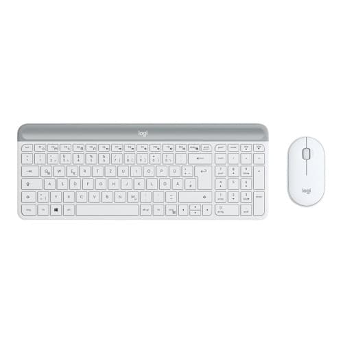 Logitech Slim Wireless Combo MK470 - sats med tangentbord och mus - QWERTZ - tysk - offwhite Inmatningsenhet Vit