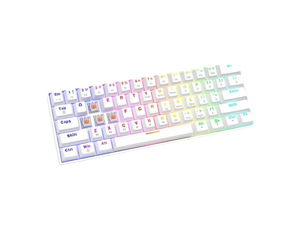 Savio WHITEOUT X2 PEACH, Kabel, USB, QWERTY, RGB LED, Vit