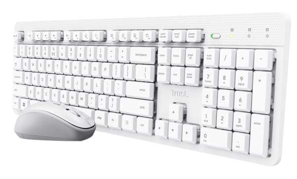 Trust Ody II, Trådlös, RF Trådlös, Membrantangentbrytare, QWERTY, Vit, Mus inkluderad Vit