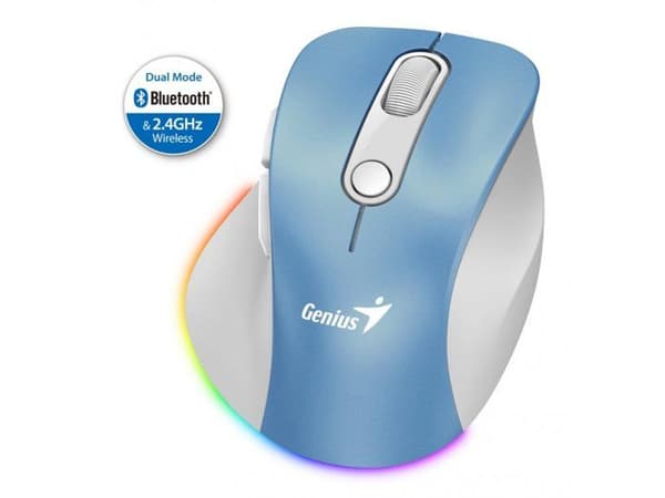 Mus Genius trådlös Bluetooth uppladdningsbar Mini Ergo 9000S Pro Blå