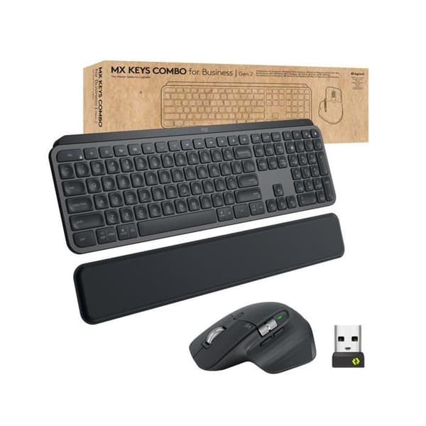 Logitech MX Keys combo för Business Gen 2 tangentbord Mus ingår RF Wireless + Bluetooth QWERTY UK International Graphite grafit