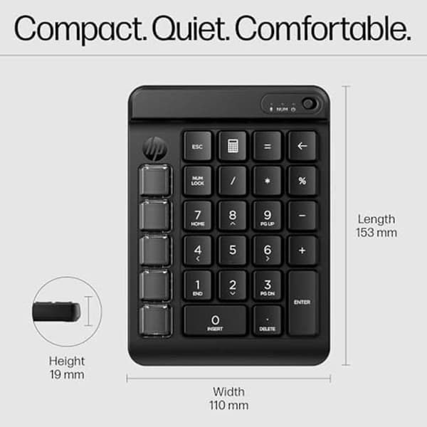 Numeriskt tangentbord - HP - 7N7C2AA - Svart - 15,01 x 14,61 x 4,76 cm - Referens S9911755