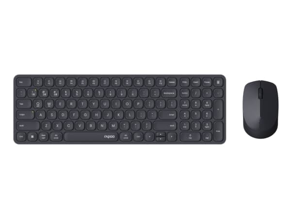 Rapoo 9310M, Full størrelse (100 og), Trådløs, RF trådløs + Bluetooth, Sort, Mus inkludert Sort
