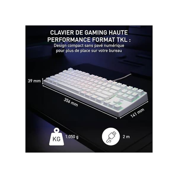 Tangentbord - CHERRY - XTRFY K4V2 - RGB - 80% TKL - AZERTY - Vit
