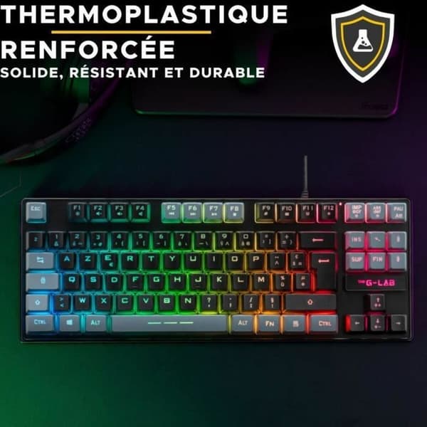 Tangentbord The G-Lab KEYZ CAESIUM Svart Grå Azerty Franska