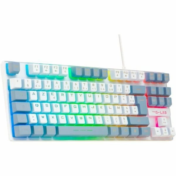 Tastatur The G-Lab KEYZ CAESIUM Grå Azerty Fransk Grå, Hvid
