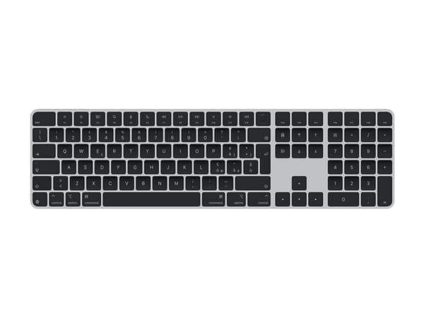 Apple Magic -näppäimistö Touch ID:llä ja numeronäppäimistöllä - Näppäimistö - USB-C - langaton - Bluetooth - QWERTY - Italialainen - mustat näppäimet musta